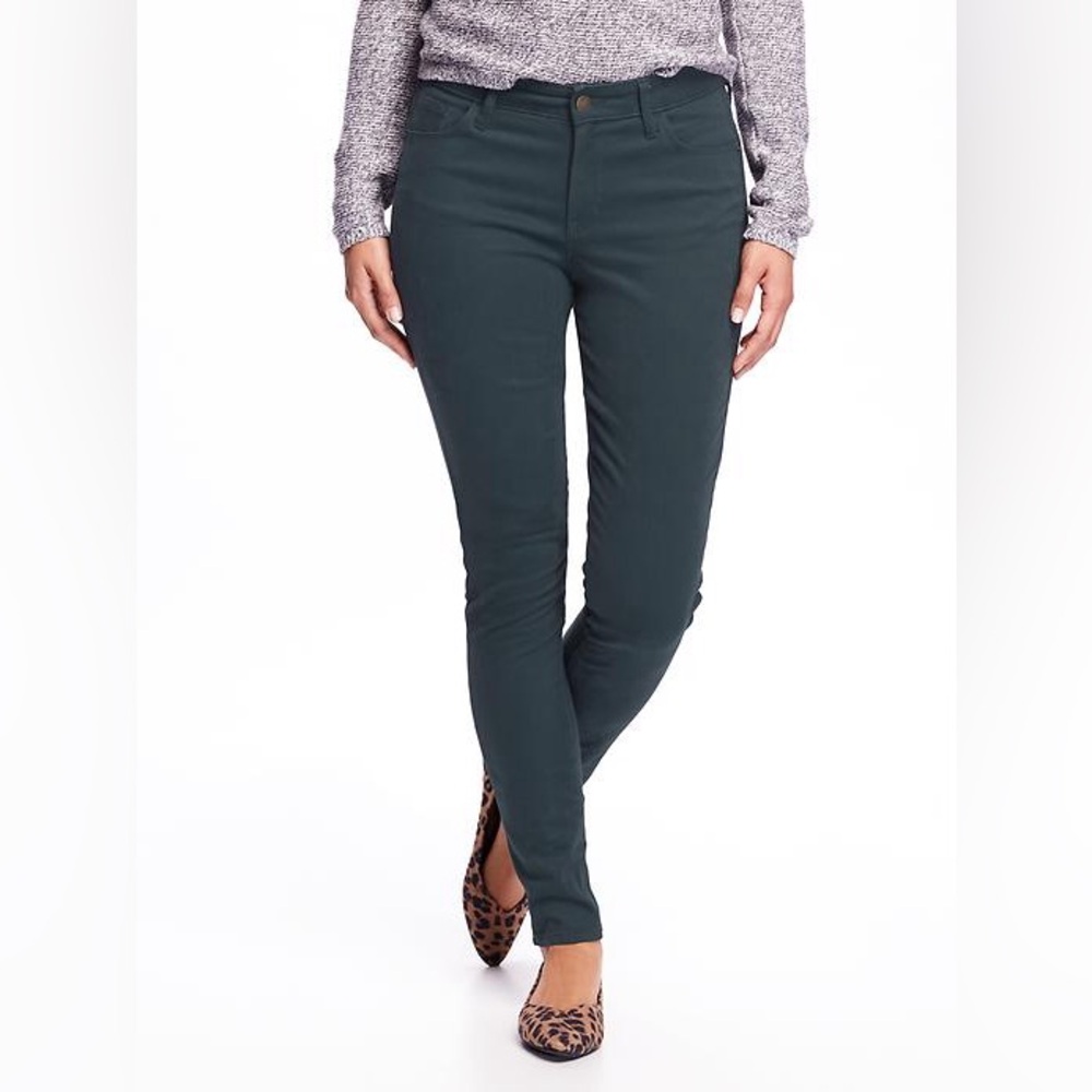 Old Navy Dark Green Rockstar Super Skinny Pants fleece lining size 2